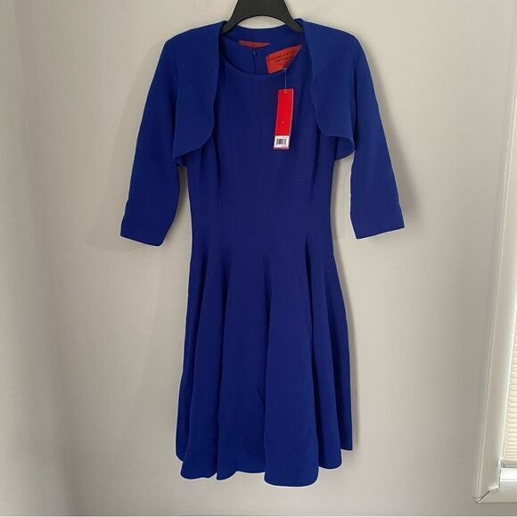 B michael america Women’s Royal Blue Fit and Flare Dress with Bolero size 6 - Picture 1 of 6